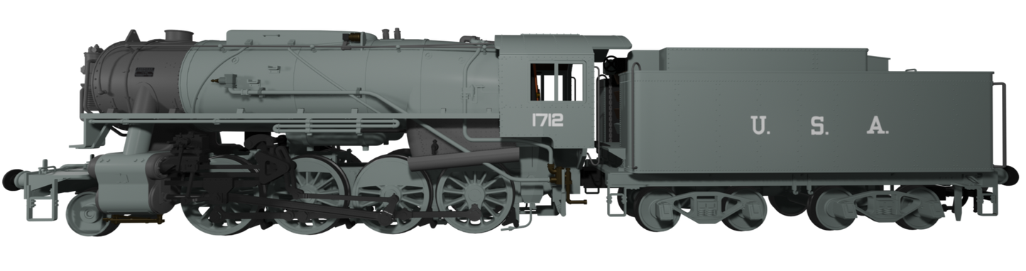 USATC S160 2-8-0 LNER Wartime Light Grey U.S.A on Tender No.1712 Steam Locomotive