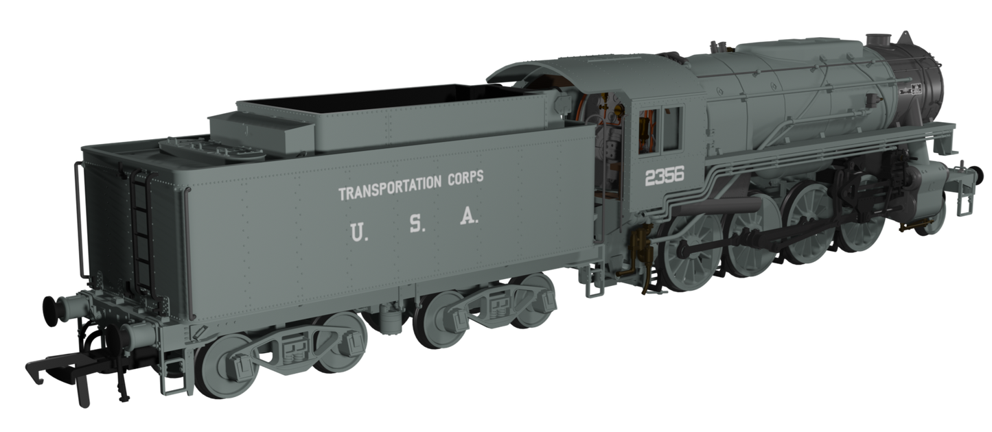 USATC S160 2-8-0 SR Wartime Light Grey with Transportation Corps U.S.A on Tender No.2356 Steam Locomotive - DCC Sound