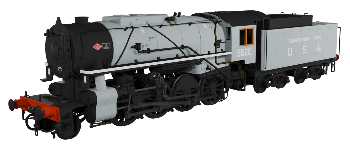 USATC S160 2-8-0 Big Jim Light Grey with Transportation Corps U.S.A on Tender No.5820 (as Preserved) Steam Locomotive - DCC Sound