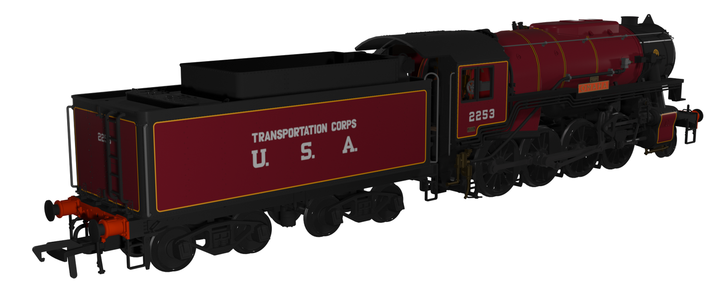 USATC S160 2-8-0 'Omaha' Maroon with Transportation Corps U.S.A on Tender No.2253 (as Preserved) Steam Locomotive - DCC Sound