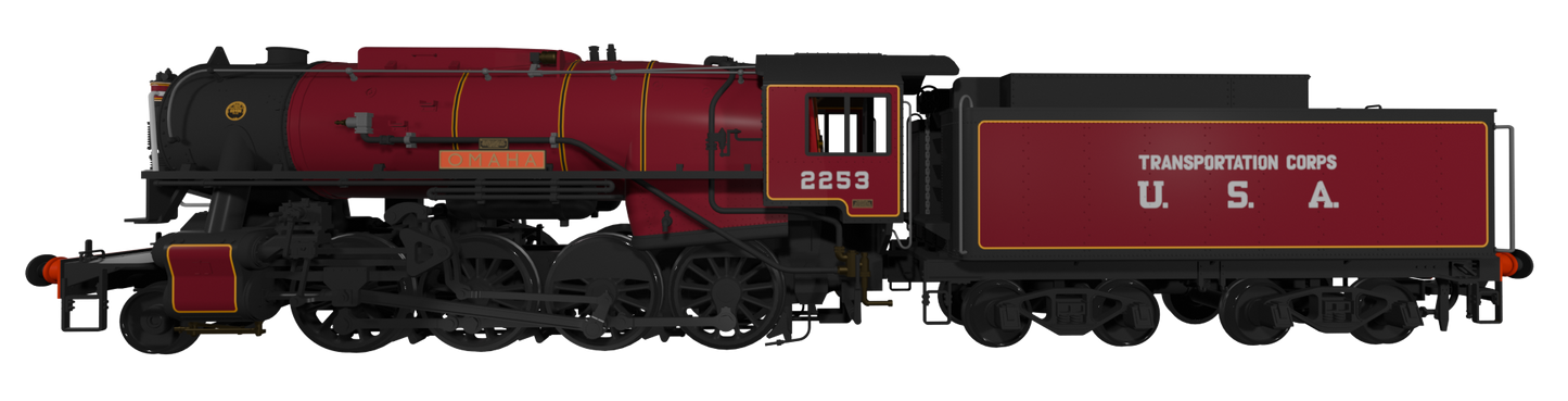 USATC S160 2-8-0 'Omaha' Maroon with Transportation Corps U.S.A on Tender No.2253 (as Preserved) Steam Locomotive - DCC Sound