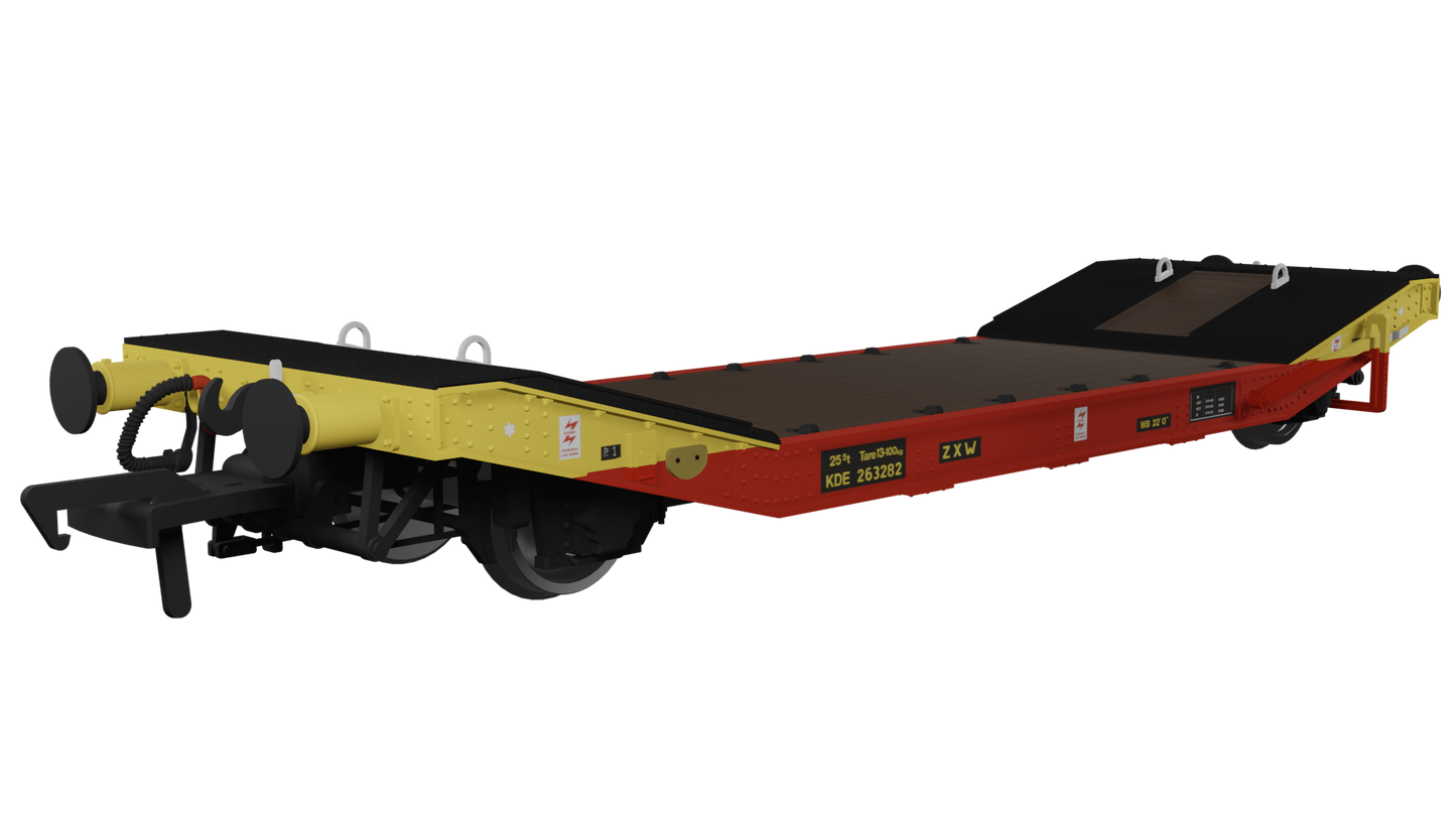 LNER / LMS 25T Machine Wagons LOWMAC 'ZXW' KDE263282 - Satlink Red/Yellow