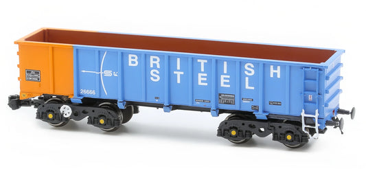 Pack of 5 PTA/JUA Iron Ore Tippler Wagons British Steel Blue/Orange (Inner)