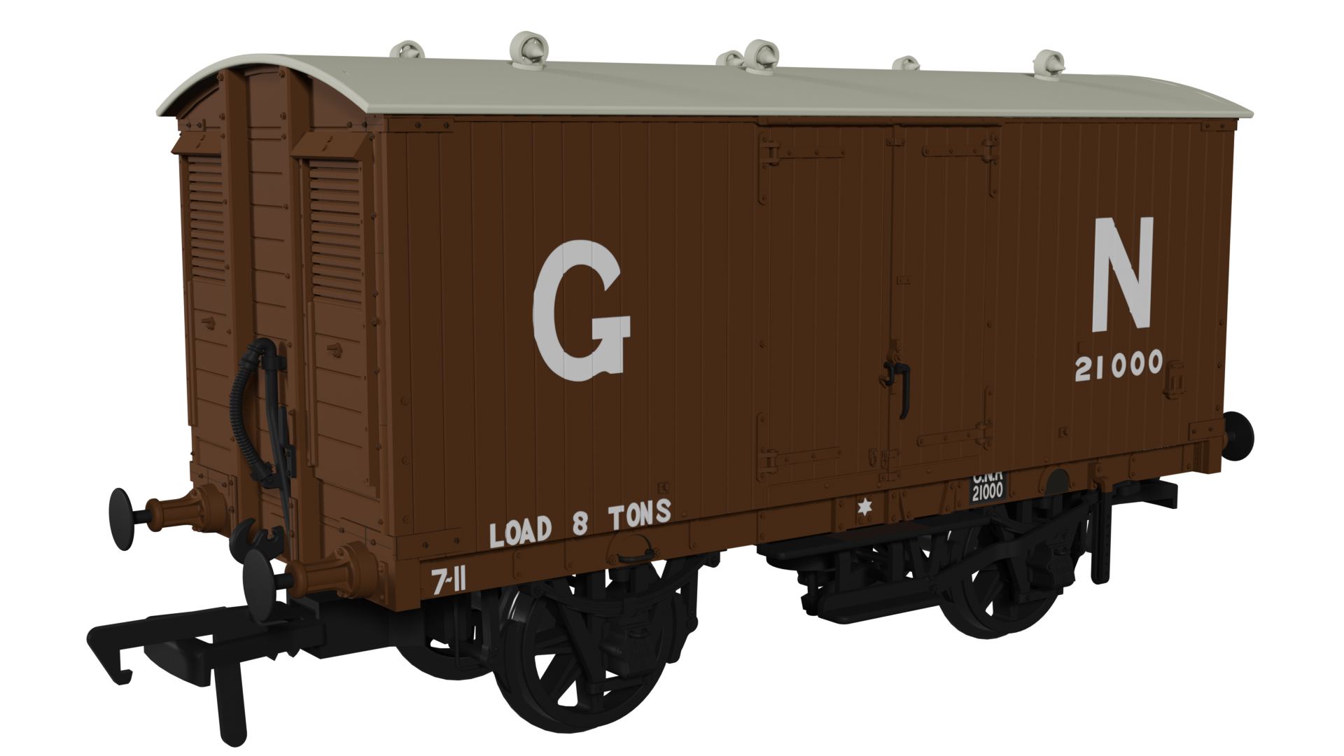 Rapido Trains UK 930002 GNR 8 Ton Van - GN Livery No.21000 – Rails