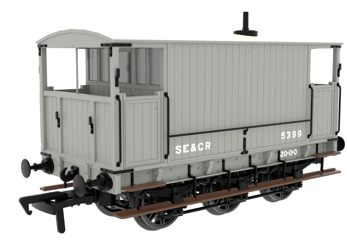 931019 SECR 6 Wheel Brake Van - No. 5399 - SE&CR Wainwright Light Grey