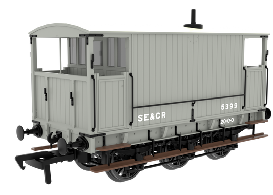 931019 SECR 6 Wheel Brake Van - No. 5399 - SE&CR Wainwright Light Grey