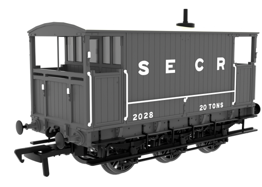 931020 SECR 6 Wheel Brake Van - No. 2028- SECR Maunsell Dark Grey