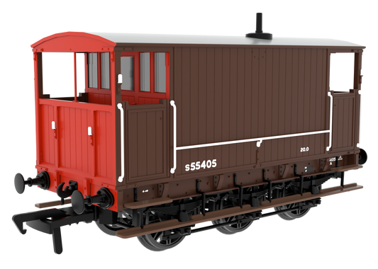 931023 SECR 6 Wheel Brake Van - No. S55405 - BR(S) Brown