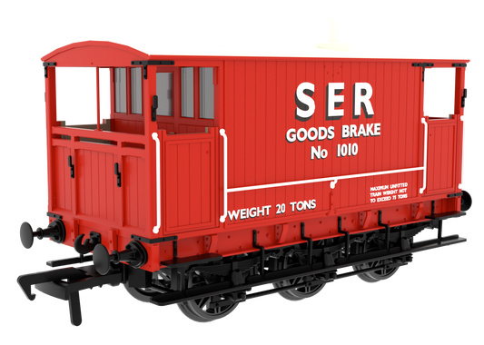 931025 SECR 6 Wheel Brake Van - No. 1010 - SER Red (as-preserved on the K&ESR)