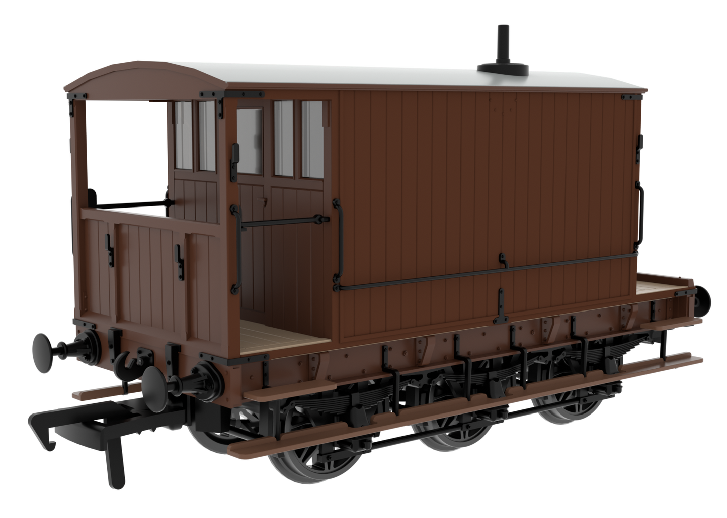 931027 SECR 6 Wheel Brake Van - Plain Brown