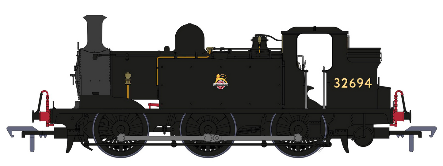 LBSCR Stroudley ‘E1’ 0-6-0T No. 32694 BR Unlined Black (Early Emblem) - Steam Tank Locomotive - DCC Sound