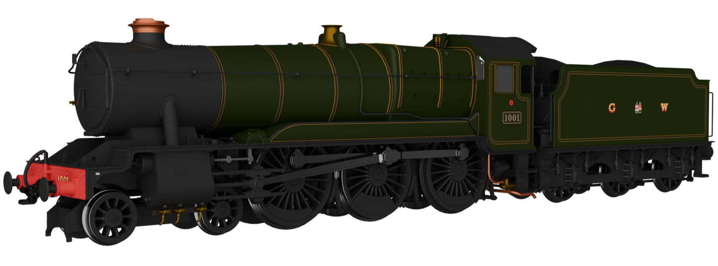 GWR County No.1001 G W Lined Green Steam Locomotive