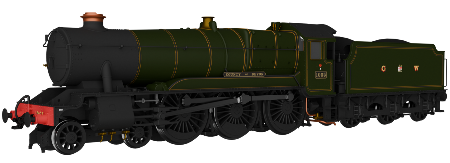 GWR County No.1005 'County of Devon' G W Lined Green Steam Locomotive