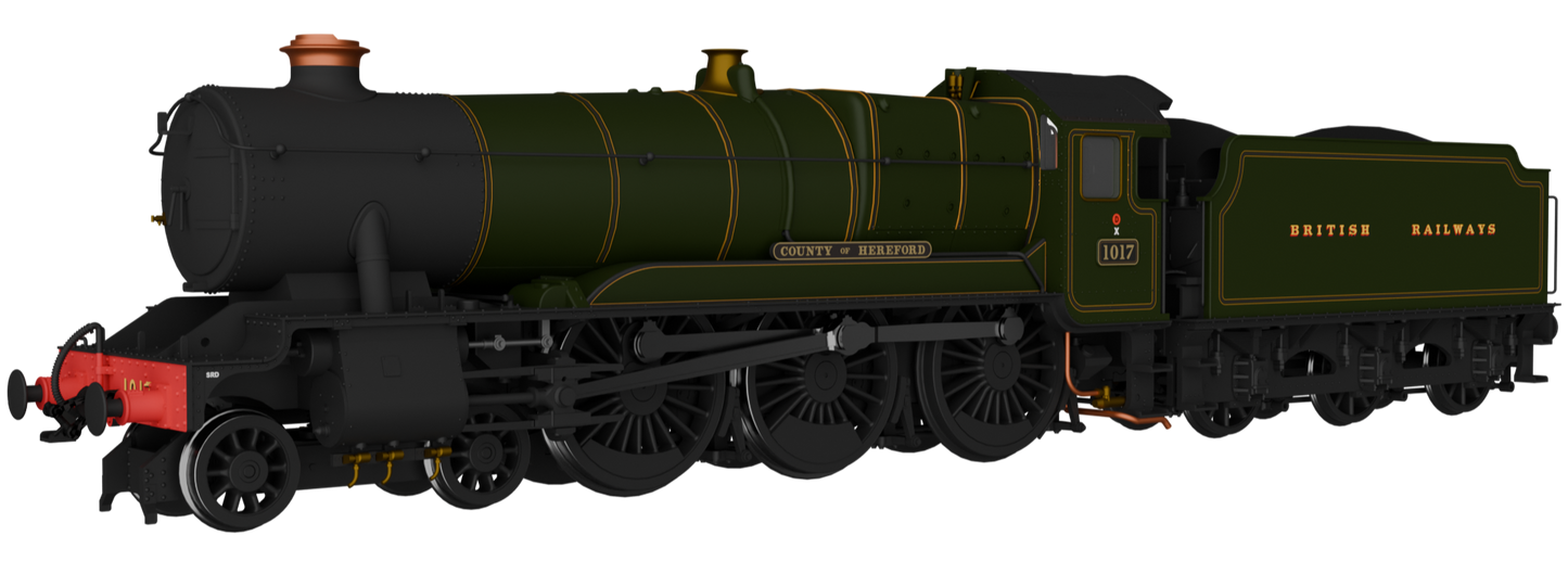 GWR County No.1017 'County of Hereford' BR (Egyptian) Lined Green Steam Locomotive