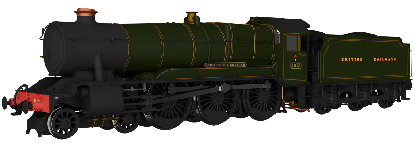 GWR County No.1017 'County of Hereford' BR (Egyptian) Lined Green Steam Locomotive - DCC Sound
