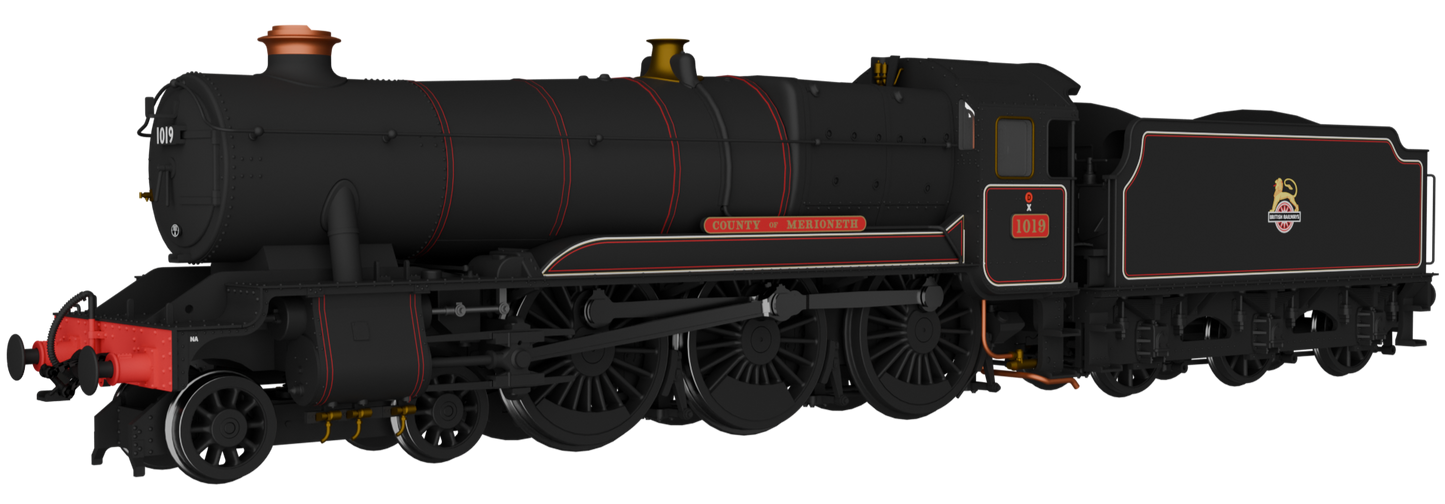 GWR County No.1019 'County of Merioneth' BR Lined Black Early Crest Steam Locomotive - DCC Sound