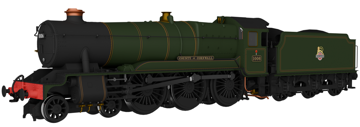 GWR County No.1006 'County of Cornwall' BR Lined Green Early Crest Steam Locomotive - DCC Sound