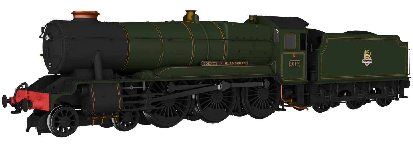 GWR County No.1014 'County of Glamorgan' BR Lined Green Early Crest Steam Locomotive - DCC Sound