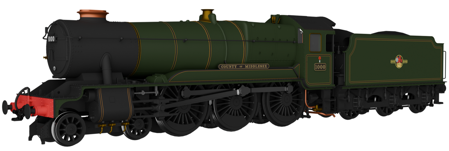 GWR County No.1000 'County of Middlesex' BR Lined Green Late Crest Steam Locomotive - DCC Sound