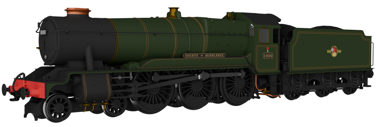 GWR County No.1000 'County of Middlesex' BR Lined Green Late Crest Steam Locomotive