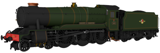 GWR County No.1011 'County of Chester' BR Lined Green Late Crest Steam Locomotive - DCC Sound