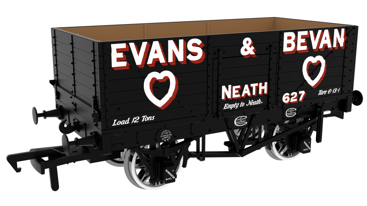 7 Plank 1907 Railway Clearing House Private Owner Open Wagon Evans & Bevan No.627