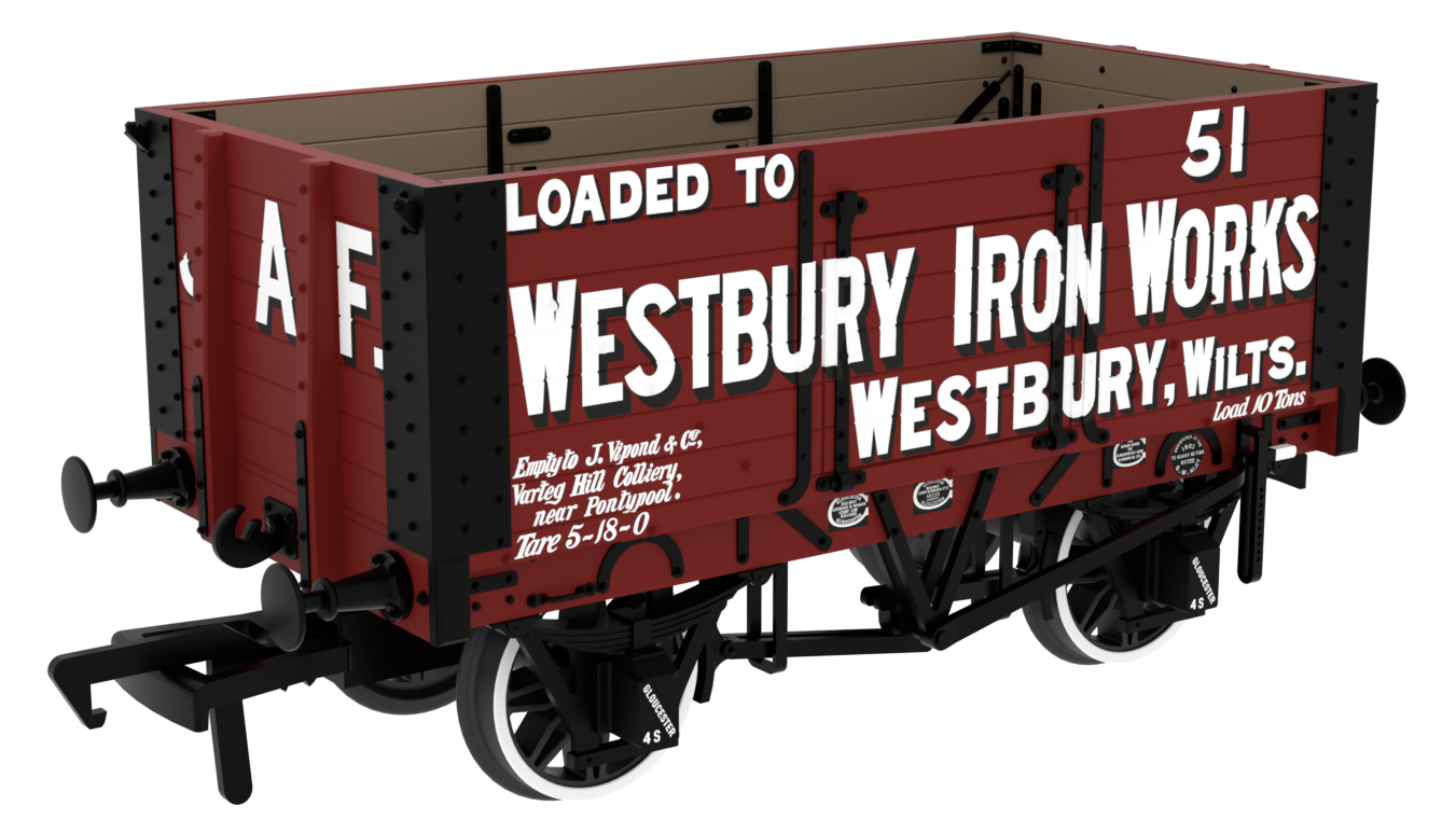 967818 RCH 1907 Spec Open Wagon Westbury Iron Works No. 51 7-plank wagon with side doors