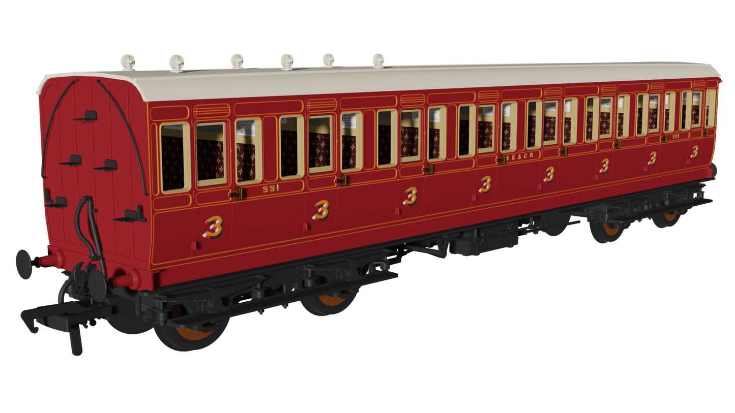 48' SECR ‘Evolution’ Bogie Coach Non-Corridor Carriage No.973, No.881 & No.1010 3-Pack