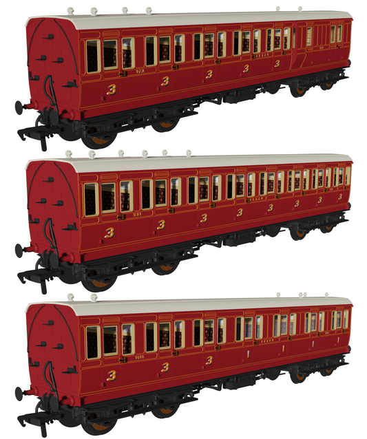 48' SECR ‘Evolution’ Bogie Coach Non-Corridor Carriage No.973, No.881 & No.1010 3-Pack