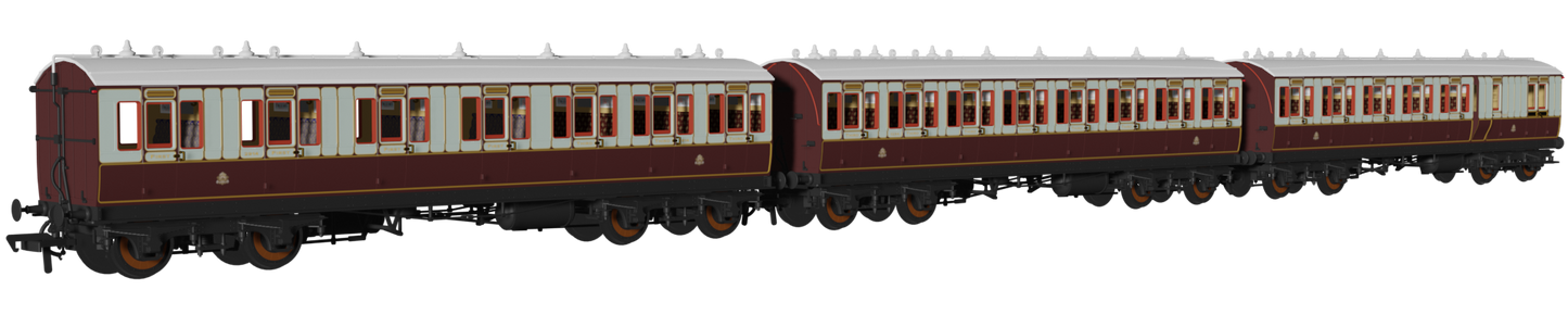 48' LNWR ‘Evolution’ Bogie Coach Non-Corridor Carriage No.7981, No.1234 & No.2914 3-Pack