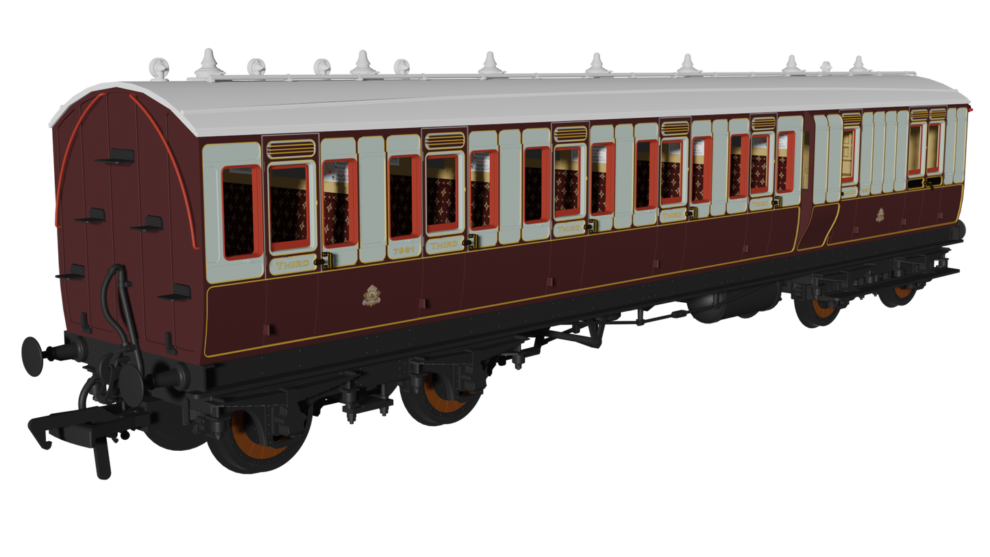 48' LNWR ‘Evolution’ Bogie Coach Non-Corridor Carriage No.7981, No.1234 & No.2914 3-Pack