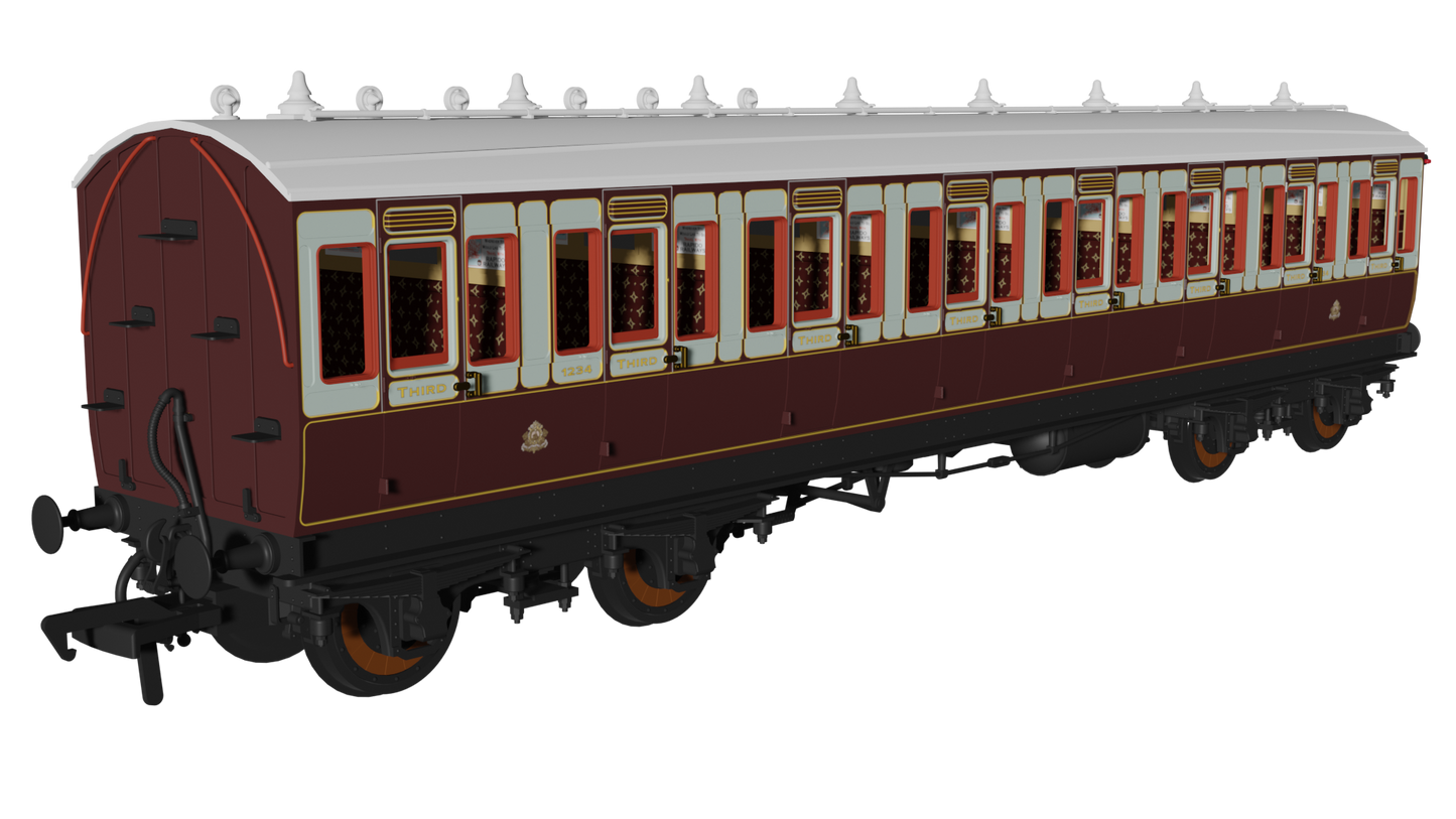 48' LNWR ‘Evolution’ Bogie Coach Non-Corridor Carriage No.7981, No.1234 & No.2914 3-Pack