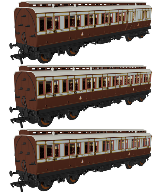 48' GCR ‘Evolution’ Bogie Coach Non-Corridor Carriage No.1876, No.2305 & No.1366 3-Pack