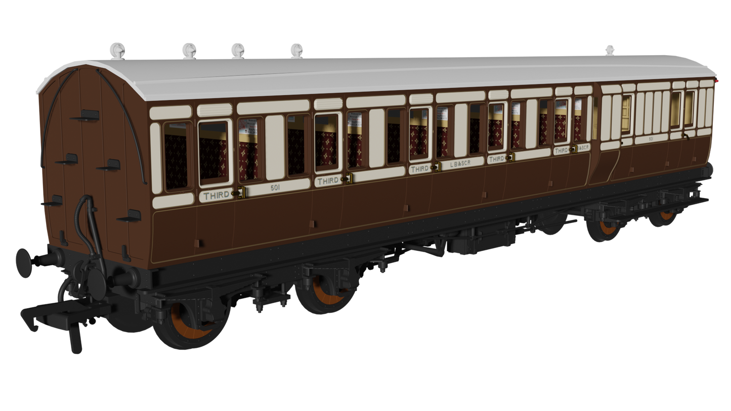 48' LBSCR ‘Evolution’ Bogie Coach Non-Corridor Carriage No.501, No.751 & No.530 3-Pack