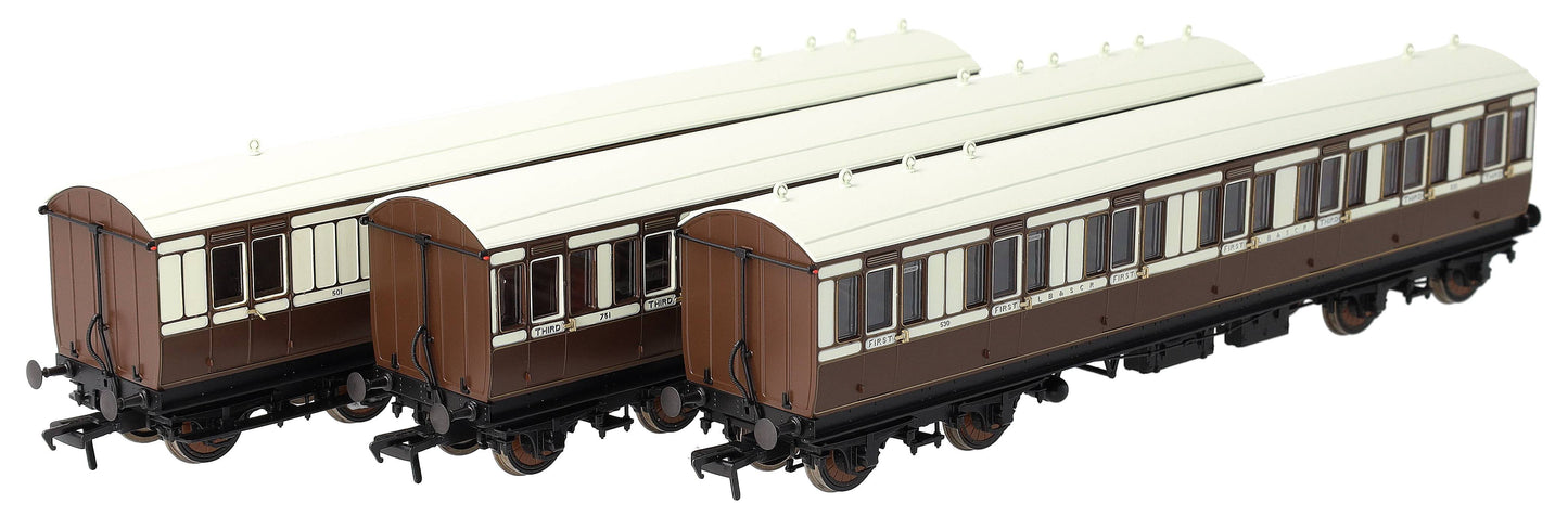 978029 48' LBSCR ‘Evolution’ Bogie Coach Non-Corridor Carriage No.501, No.751 & No.530 3-Pack