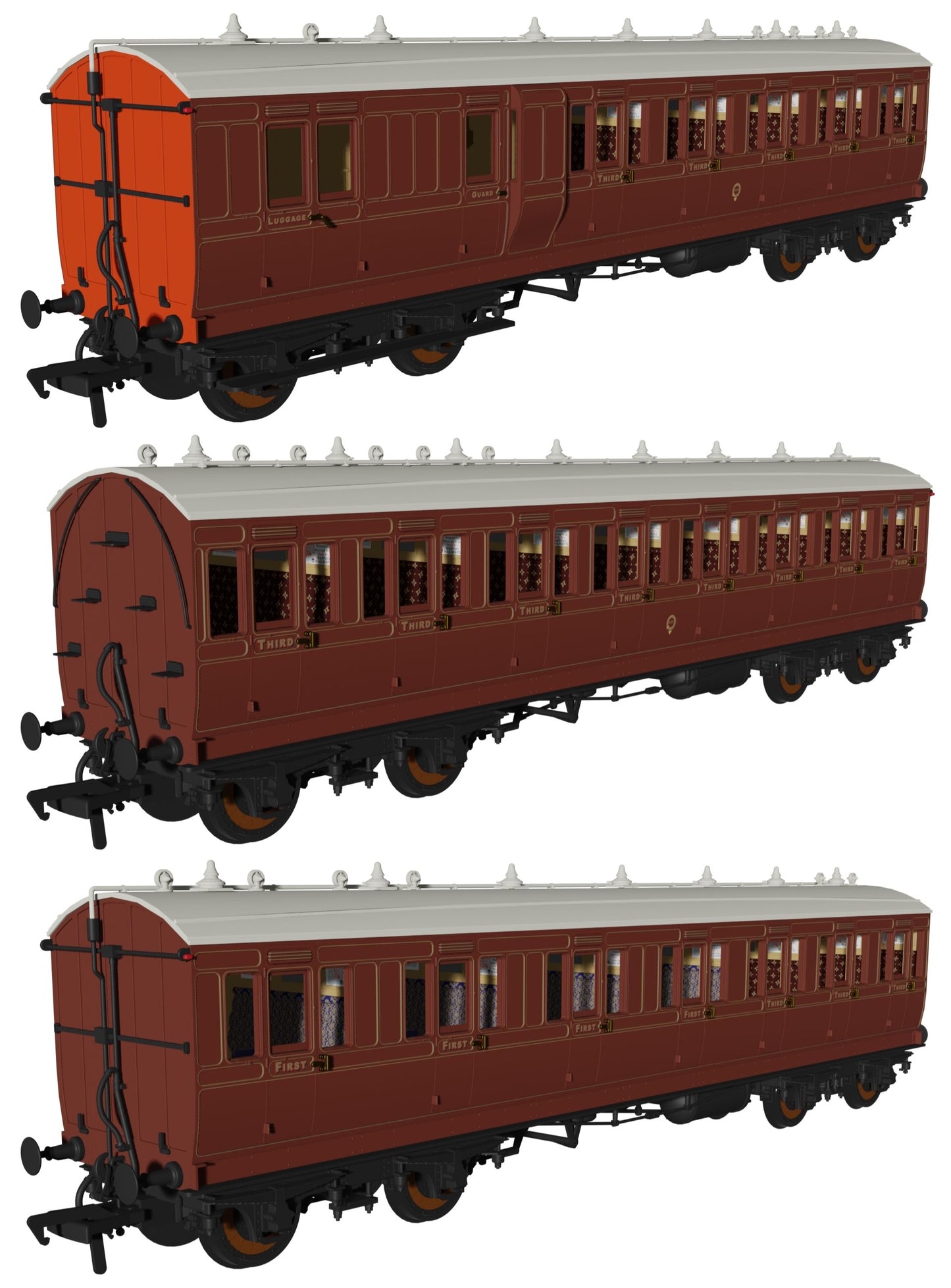'Evolution' 48' LBSC Mahogany Non-Corridor Carriage No.1236, 535 & 297 Triple Pack