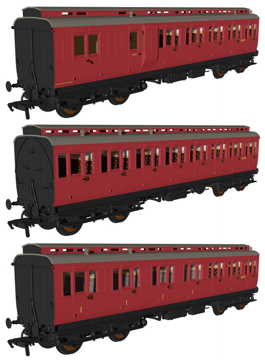 'Evolution' 48' BR Crimson Non-Corridor Carriage No.E51876E, E52305E & E51366E Triple Pack