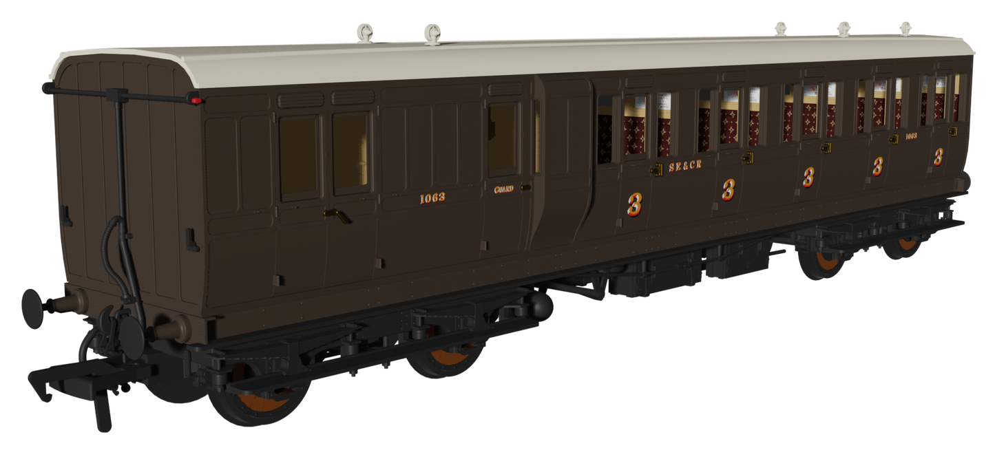 'Evolution' 48' SECR Wellington Brown Non-Corridor Carriage No.1063, 885 & 1014 Triple Pack