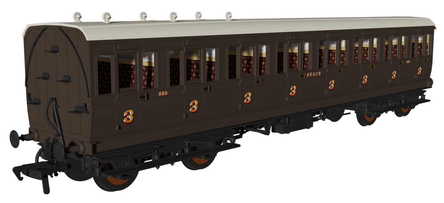 'Evolution' 48' SECR Wellington Brown Non-Corridor Carriage No.1063, 885 & 1014 Triple Pack