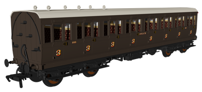 'Evolution' 48' SECR Wellington Brown Non-Corridor Carriage No.1063, 885 & 1014 Triple Pack