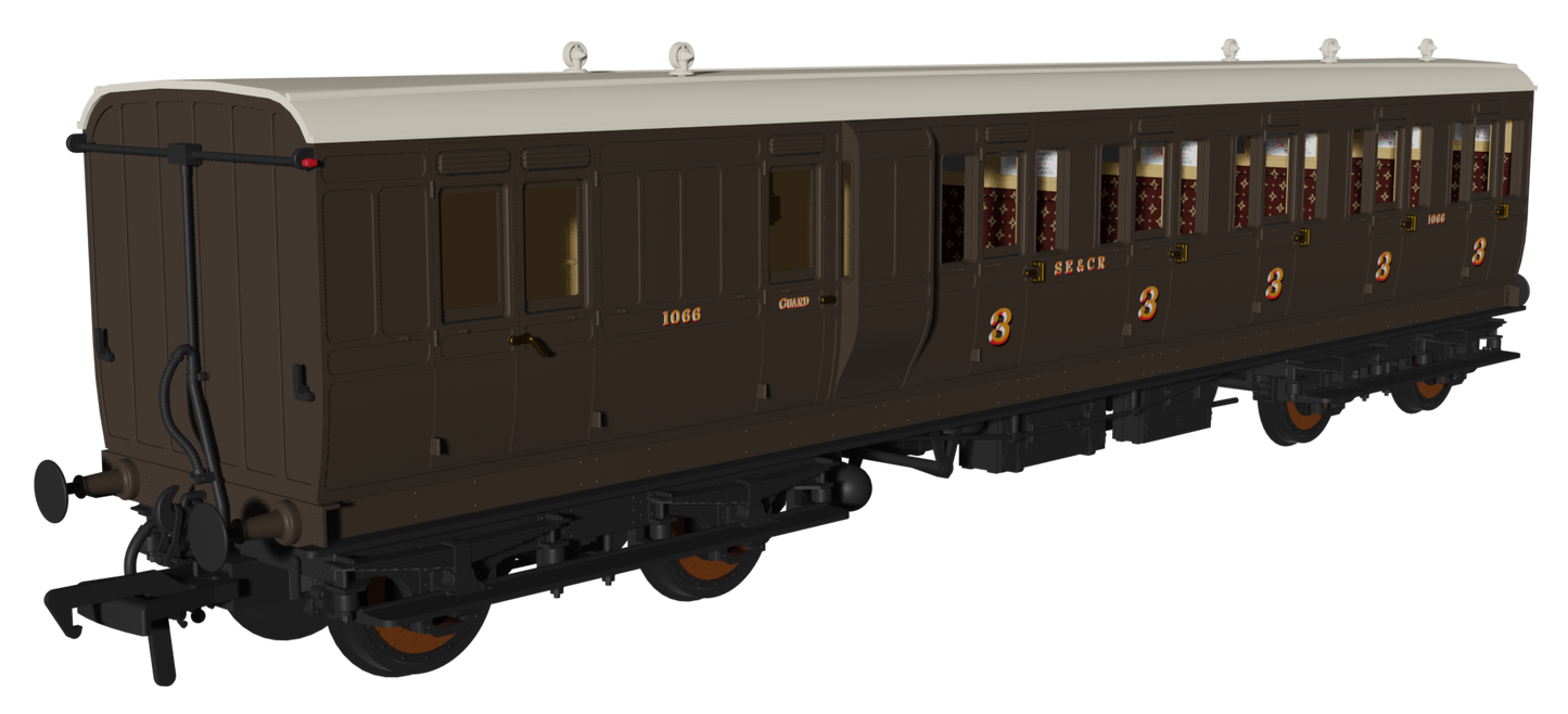 'Evolution' 48' SECR Wellington Brown Non-Corridor Carriage Brake Third No.1066