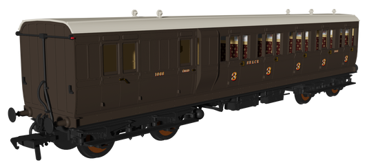 'Evolution' 48' SECR Wellington Brown Non-Corridor Carriage Brake Third No.1066