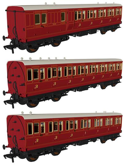 'Evolution' 48' SECR Red Non-Corridor Carriage No.1064, 883 & 1011 Triple Pack