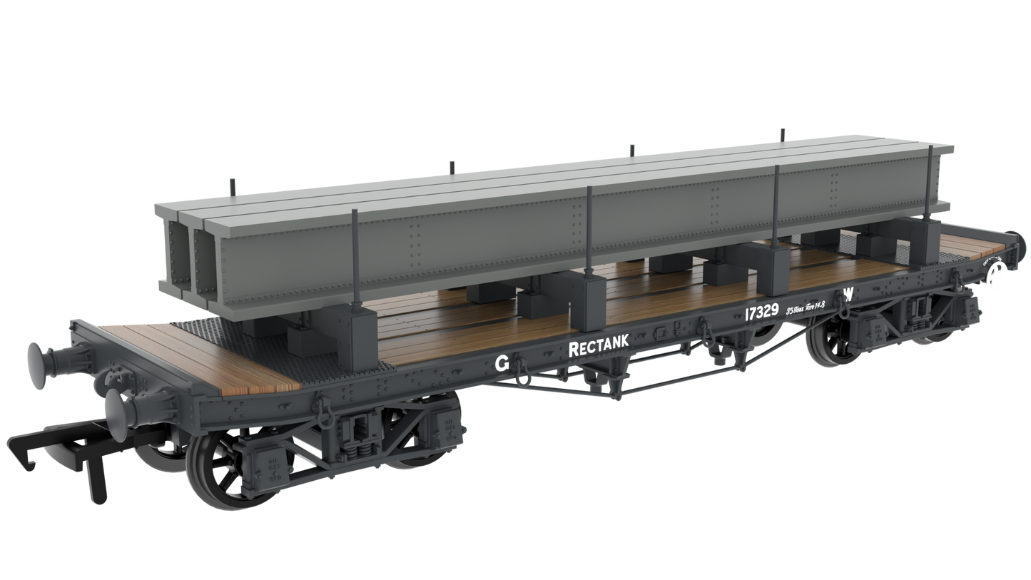 WD 35T Rectank No.17329 GWR Grey 1940s (Girder Load on Bolsters)