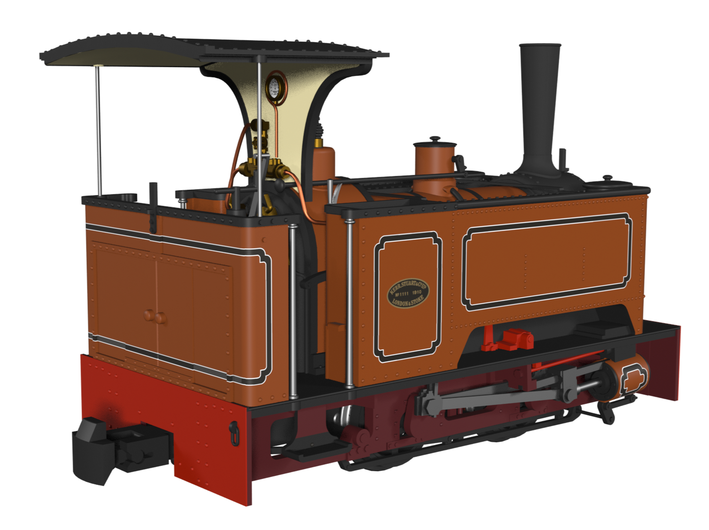 Sirdar Class 0-4-0 Kerr, Stuart & Co. Long-Tank Lined Burnt Orange Steam Locomotive - DCC Fitted