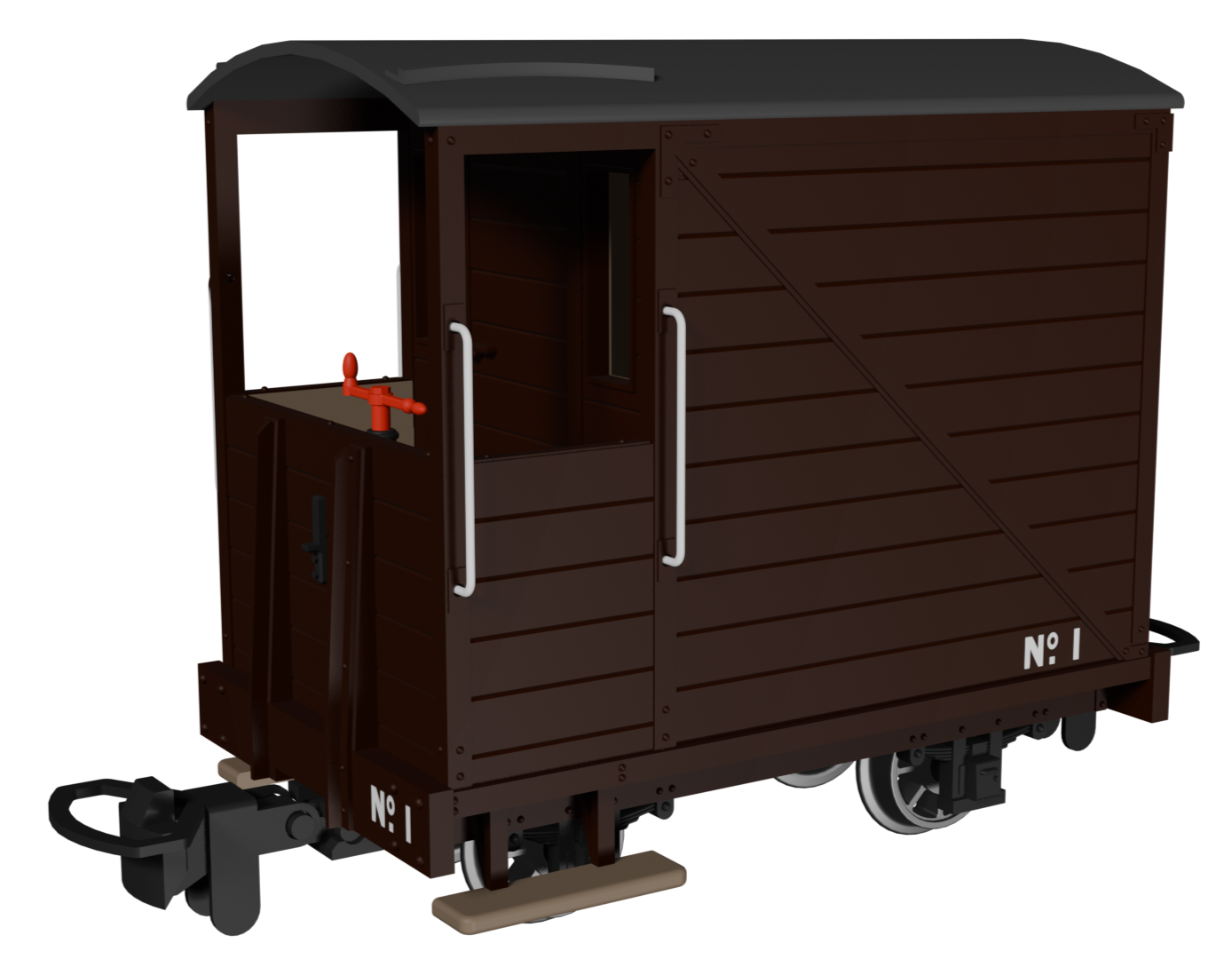 Single Veranda Brake Van -  Plain Brown No.1