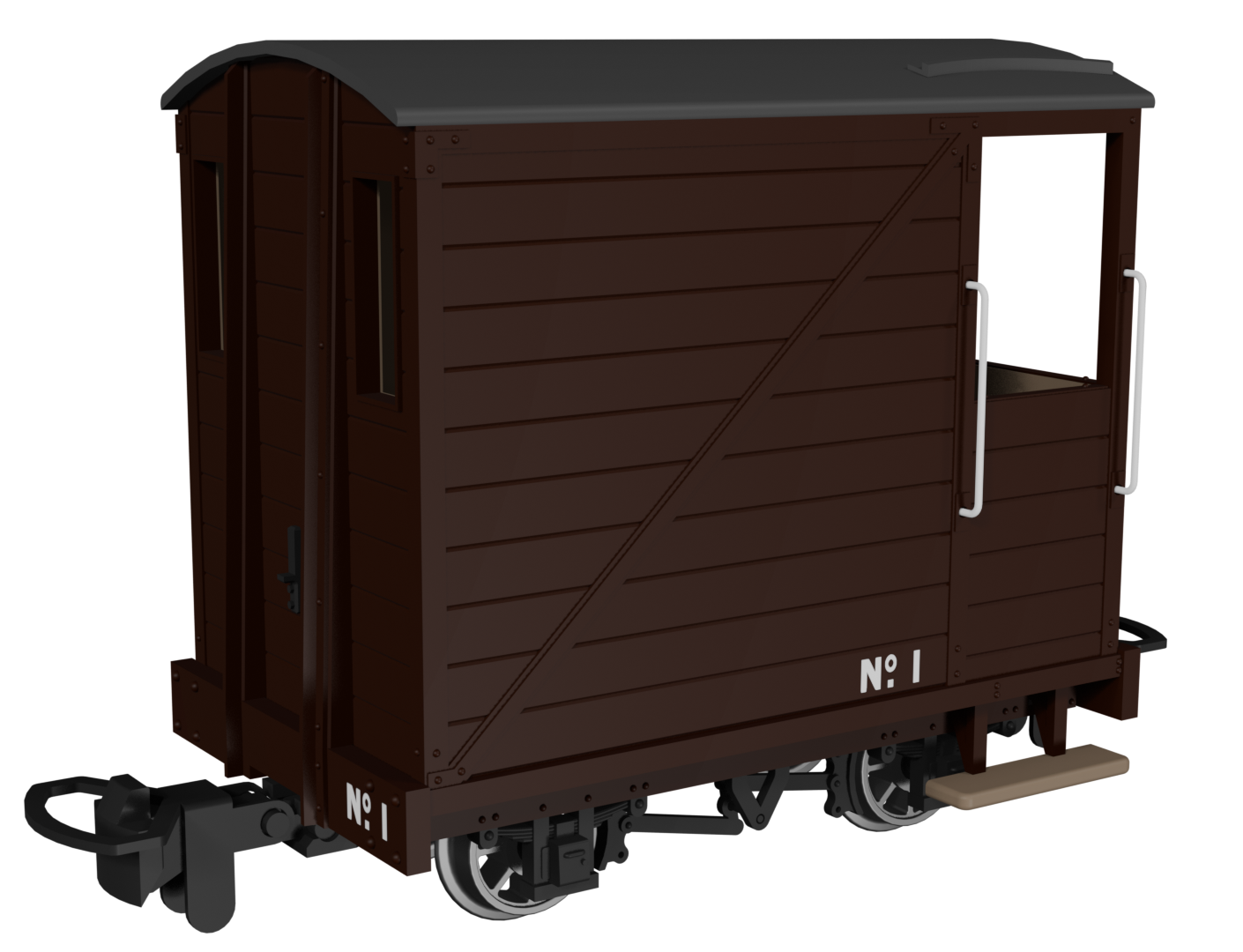 Single Veranda Brake Van -  Plain Brown No.1