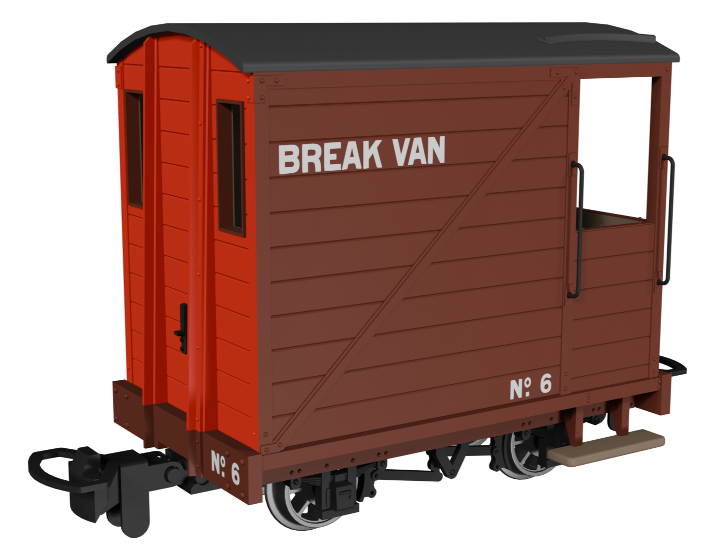 Single Veranda Brake Van -  Brown with Red Ends No.6
