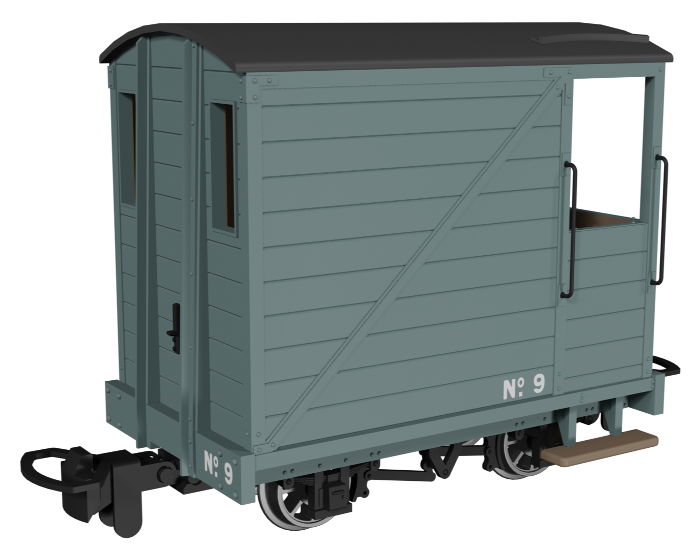Single Veranda Brake Van -  Plain Grey No.9