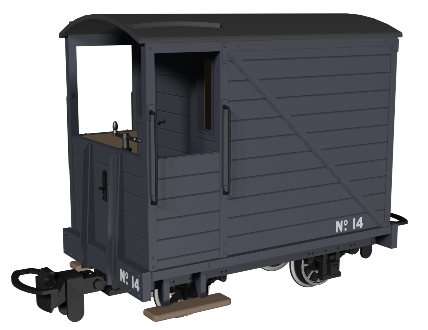 Single Veranda Brake Van -  Plain Dark Grey No.14